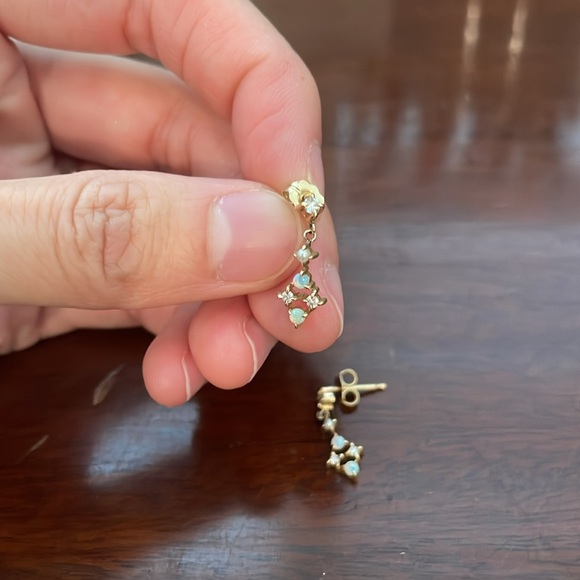 Catbird Spring Fairy Opal and Diamond drop earrings (pair) - Picture 3 of 4